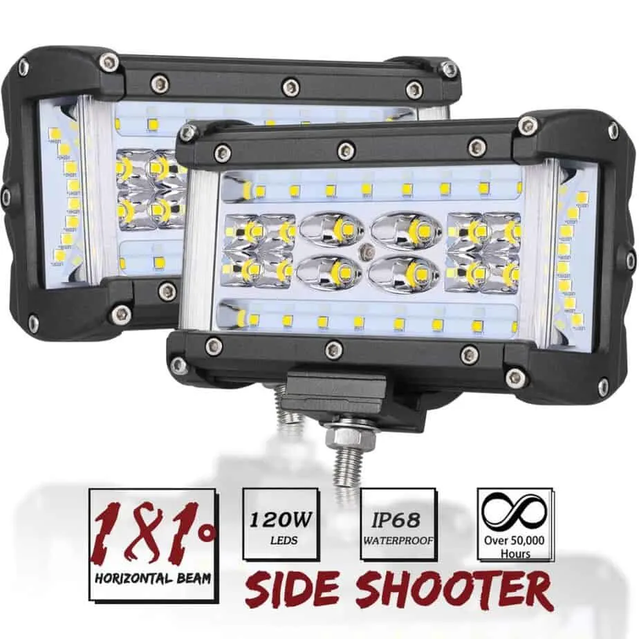 Side Shooter LED Lights, AutoPowerPlus 2pcs 5 inch 120W LED Pods Off Road Driving Fog Light Waterproof LED Cubes Spot Flood Combo Work Lights best flood lights for boat
